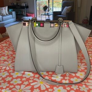 Fendi Studded 3Jours Satchel Gray